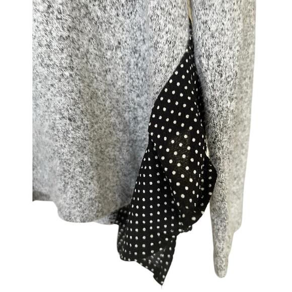 MONTEAU gray ultra soft sweater key hope black polka dot collar and trim size L - Picture 3 of 9